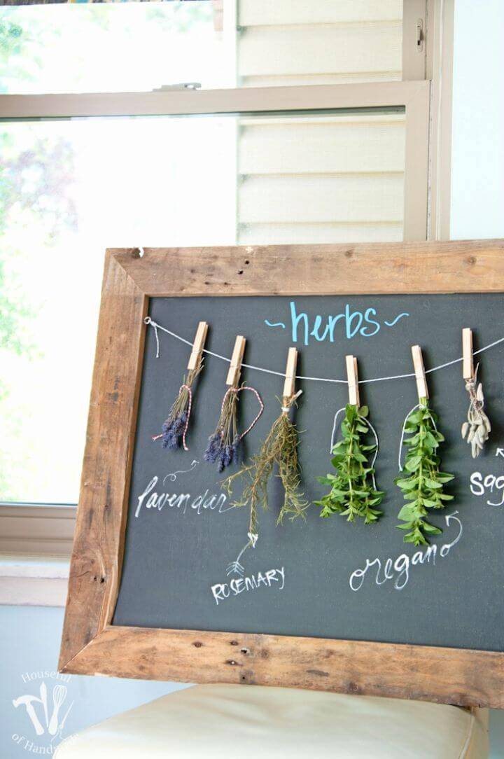 Make Rustic Chalkboard Herb Drying Rack