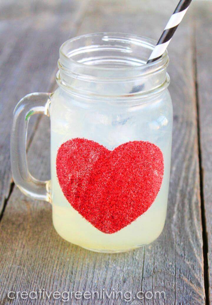 Make a Glitter Mason Jar Heart Mug
