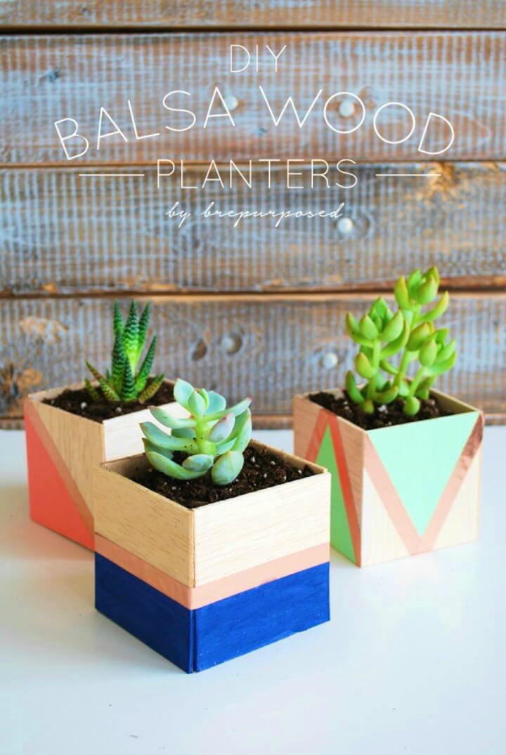 Pretty DIY Balsa Wood Planters 