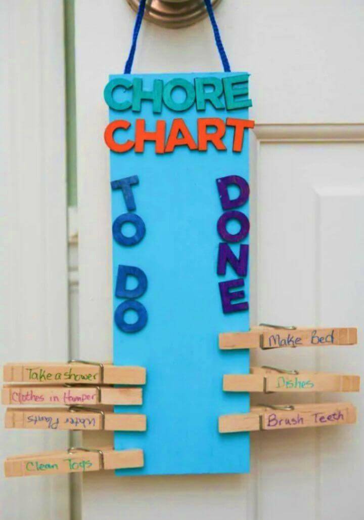 Pretty DIY Clothespin Chore Chart