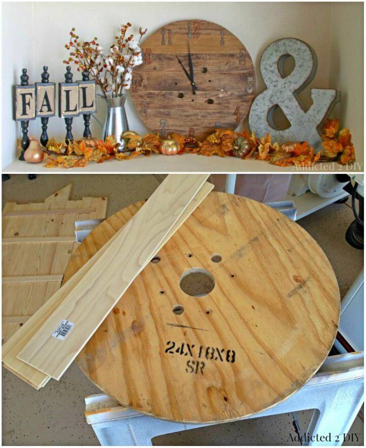 Rustic Clock Out of Wooden Spool