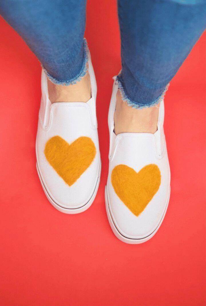 Simple DIY Needle Felted Heart Shoes
