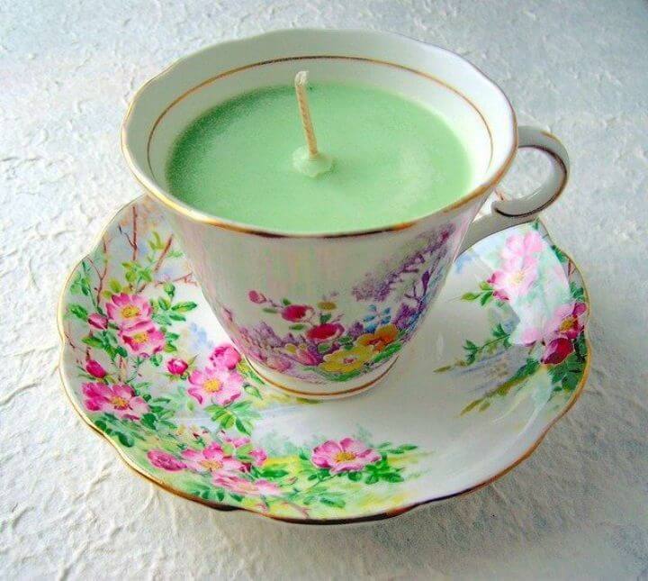 Repurposed Teacup Candle