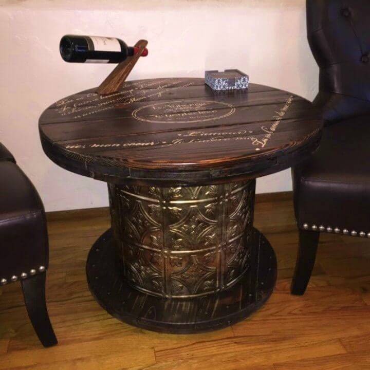 Wooden Cable Spools End Table