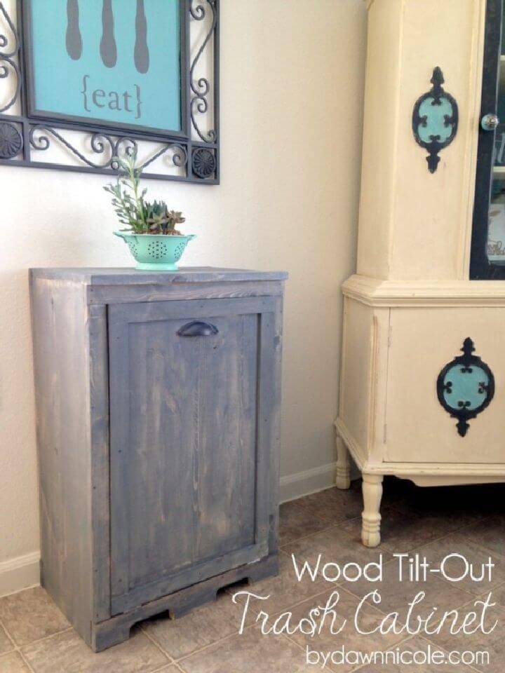 DIY Wood Tilt out Trash Can Cabinet