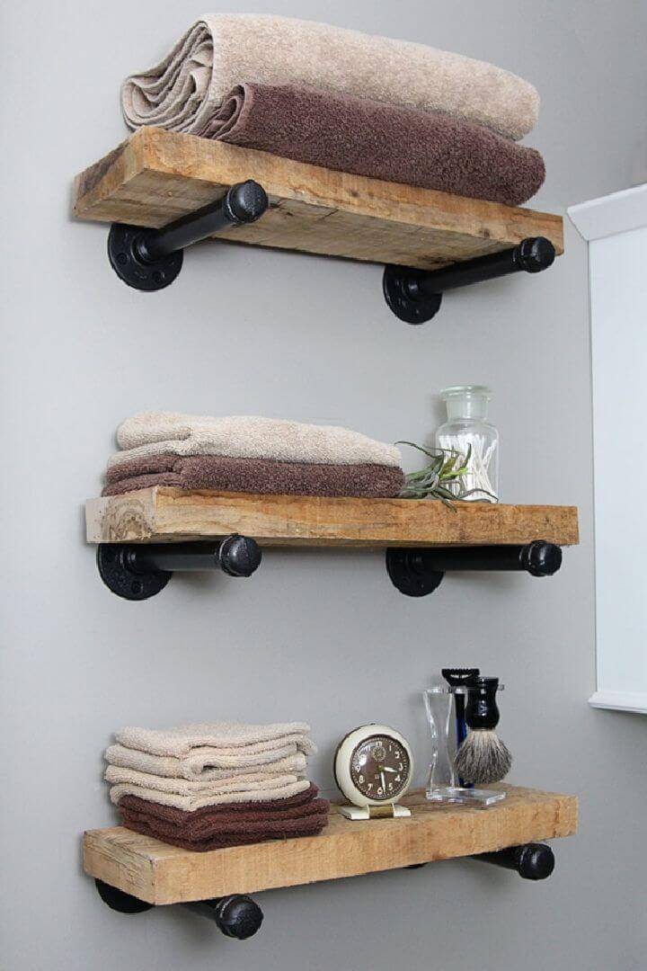 Industrial Pipe Shelves from Wood