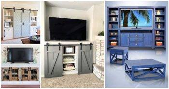 15 DIY Entertainment Center Plans for DIY Weekend Home Project