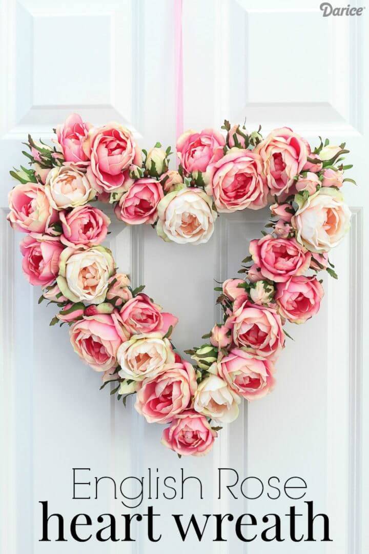 Adorable DIY English Rose Floral Heart Wreath
