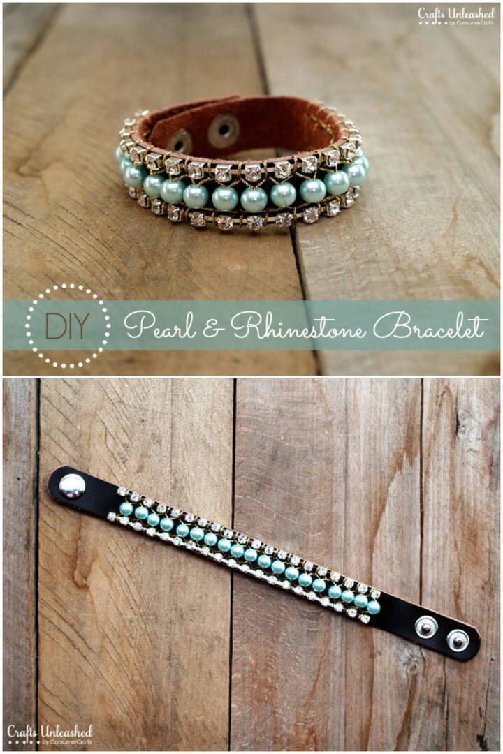 Awesome DIY Spring Pearl and Rhinestone Bracelet