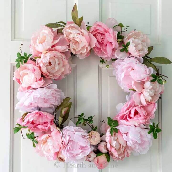 Beautiful DIY Spring Peony Wreath in Under an Hour