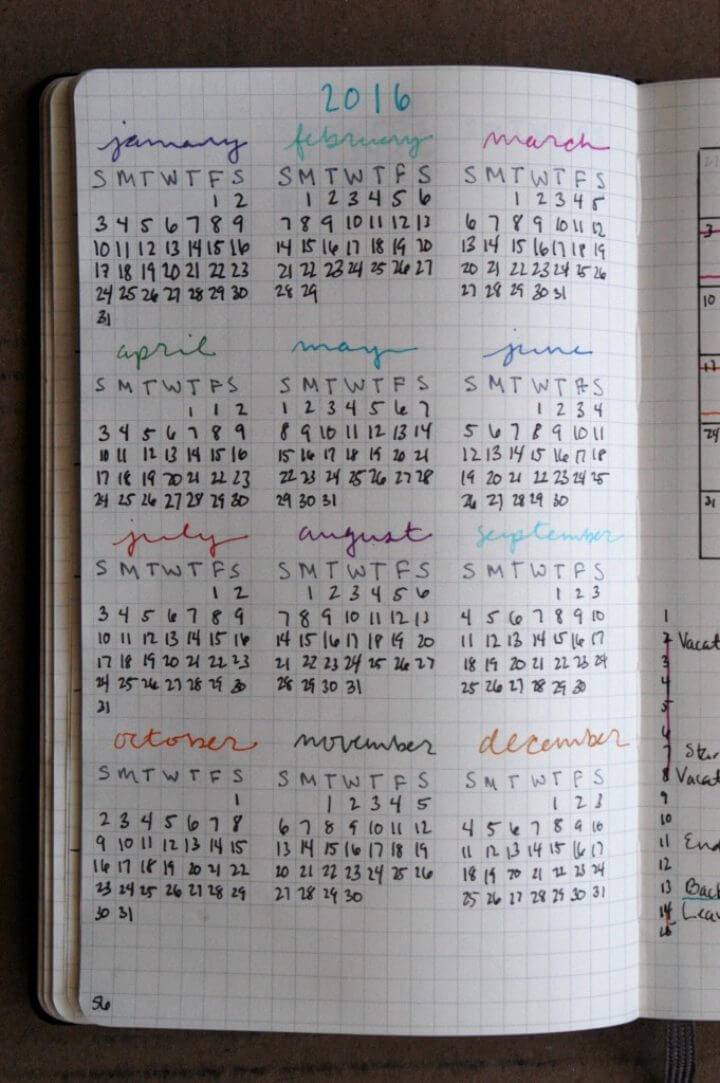 Bullet Journal Yearly Spread