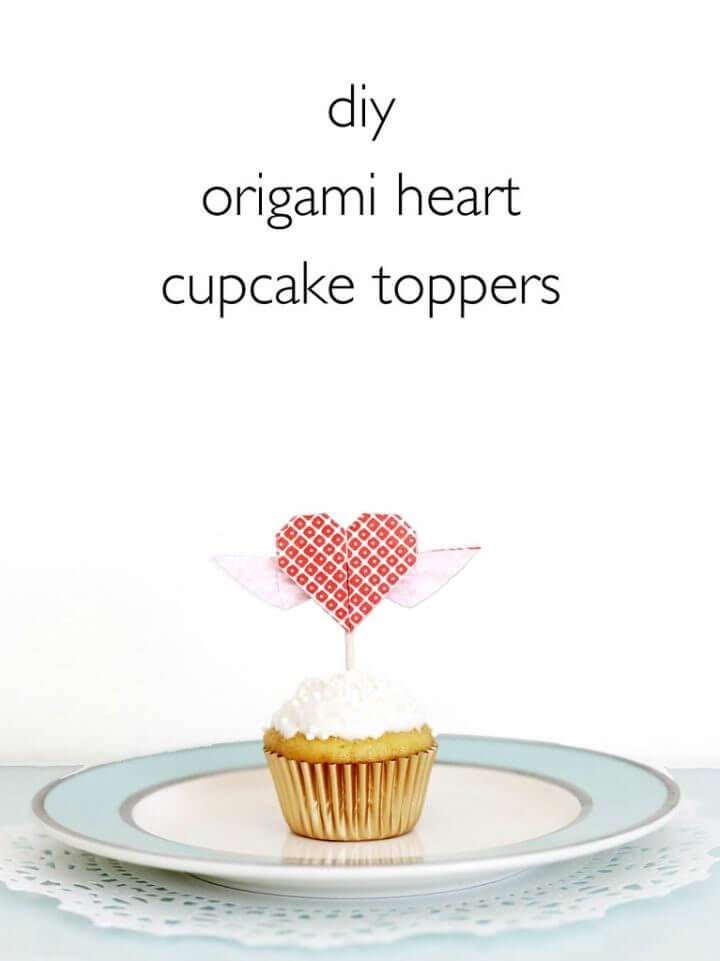 Create Origami Winged Heart Cupcake Toppers
