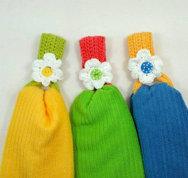 Crochet Daisy Towel Holder Topper Free Pattern
