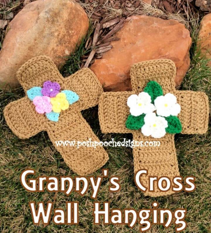 Crochet Grannys Cross Wall Hanging Pattern
