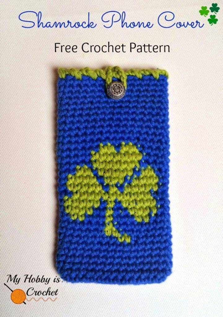 Crochet Tapestry Shamrock Phone Cover Free Pattern
