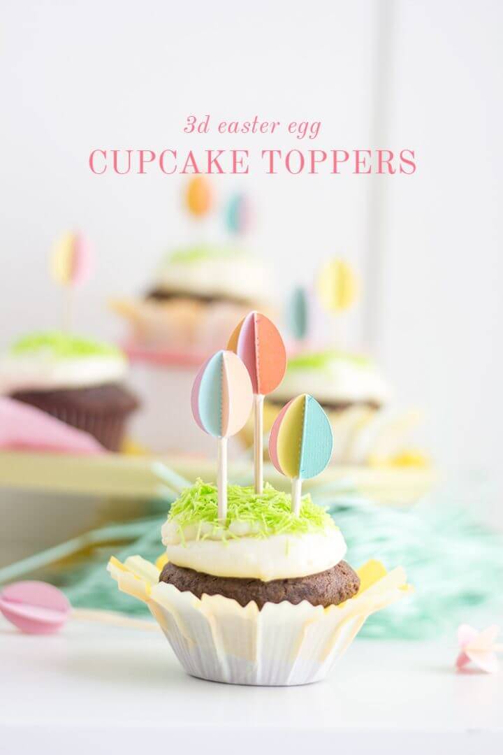 DIY 3D Easter Egg Cupcake Toppers