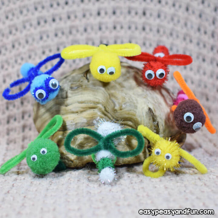 Bug Pipe Cleaner Crafts with Pom Poms - Easy Peasy and Fun