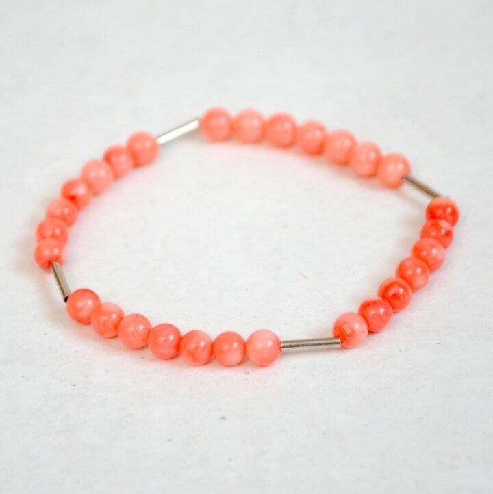 DIY Coral and Tube Beaded Bracelet