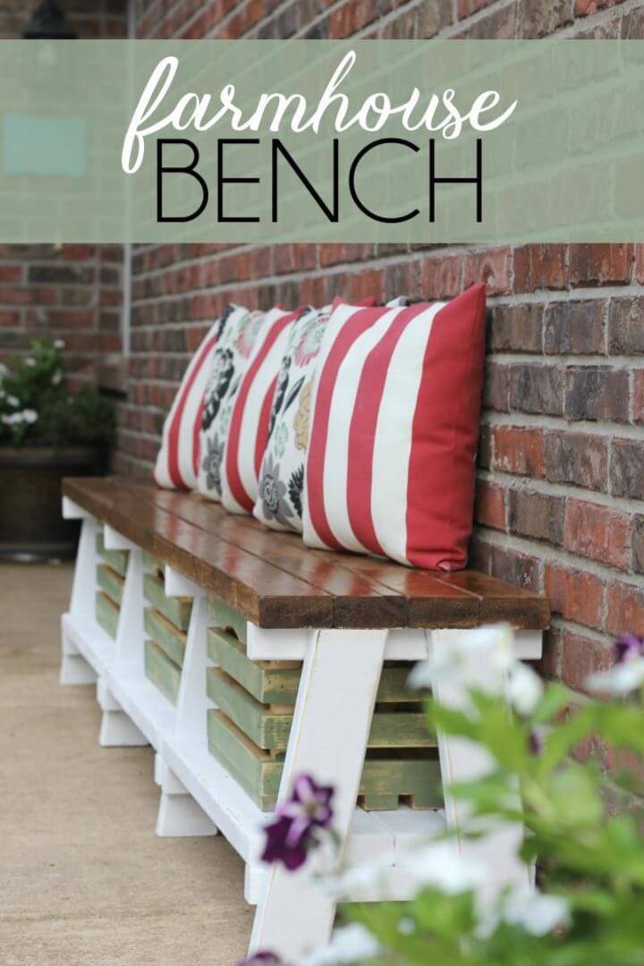 DIY Farmhouse Bench with Storage