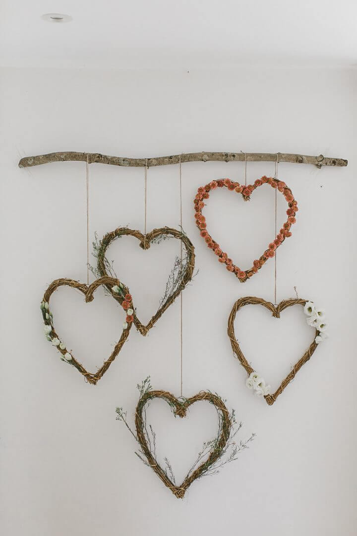 DIY Floral Heart Wreath Backdrop