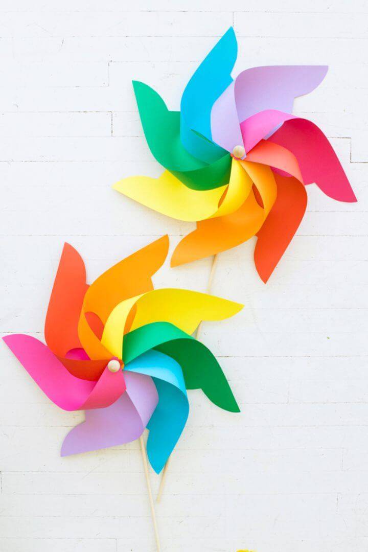 DIY Giant Rainbow Pinwheels