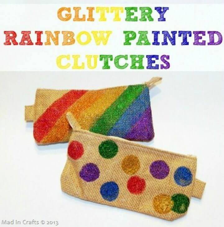 DIY Glittery Rainbow Painted Clutches