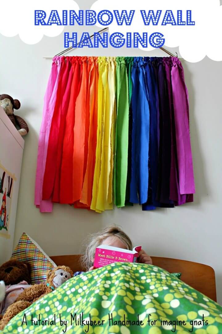 DIY No sew Rainbow Wall Hanging