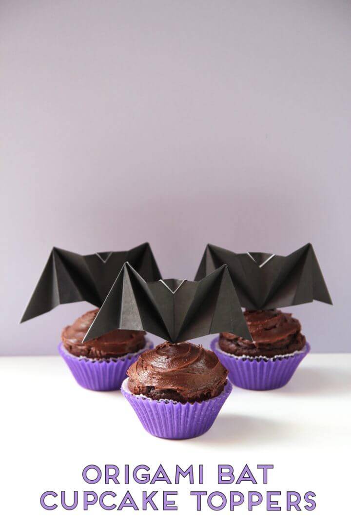 DIY Origami Bat Cupcake Toppers