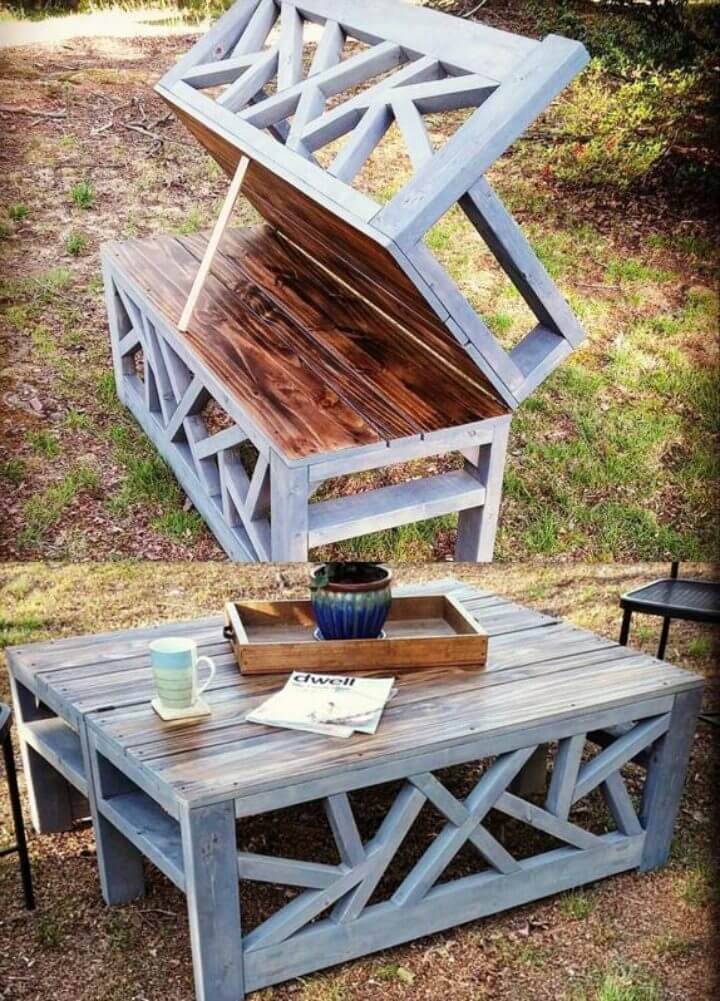 DIY Outdoor Convertible Coffee Table and Bench
