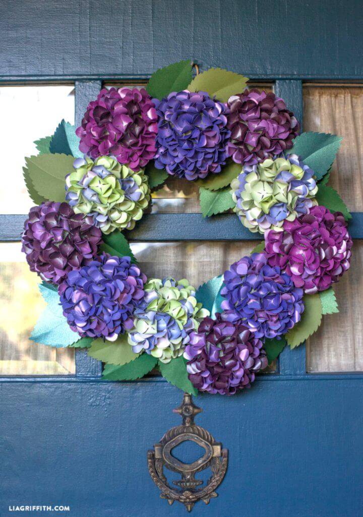 DIY Paper Hydrangea Wreath for Fall