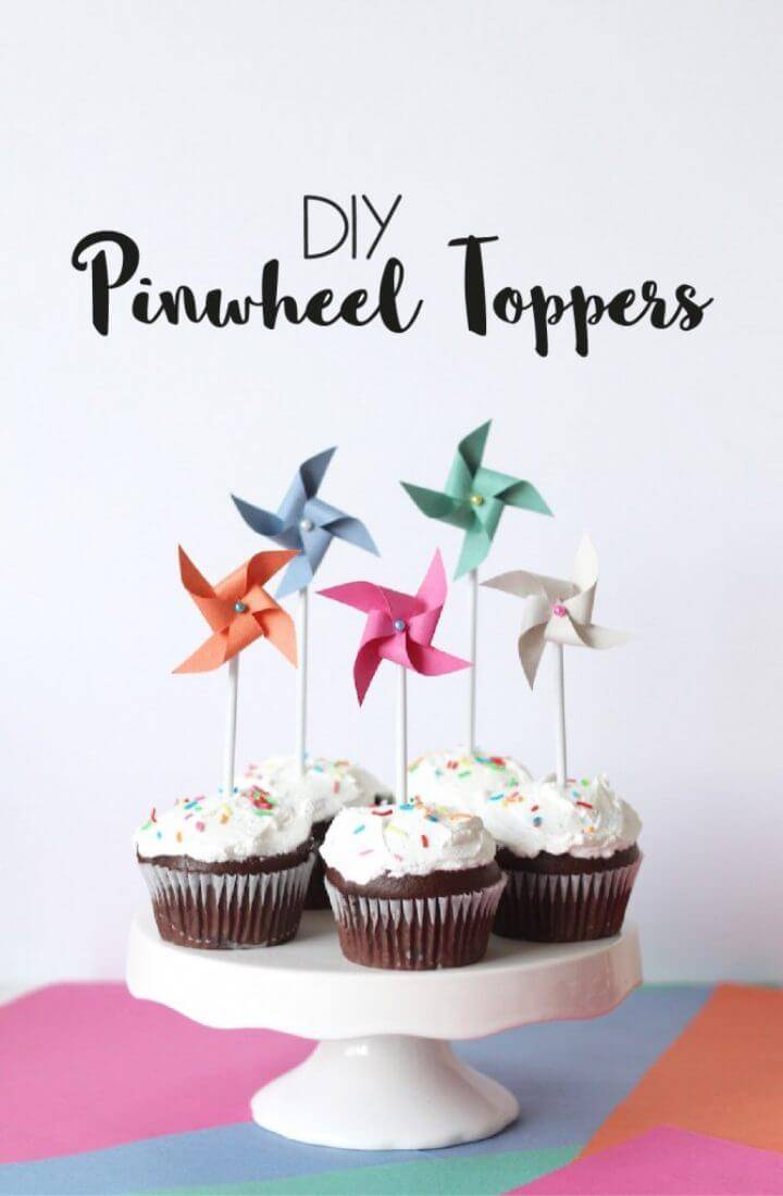 DIY Paper Pinwheel Cupcake Toppers