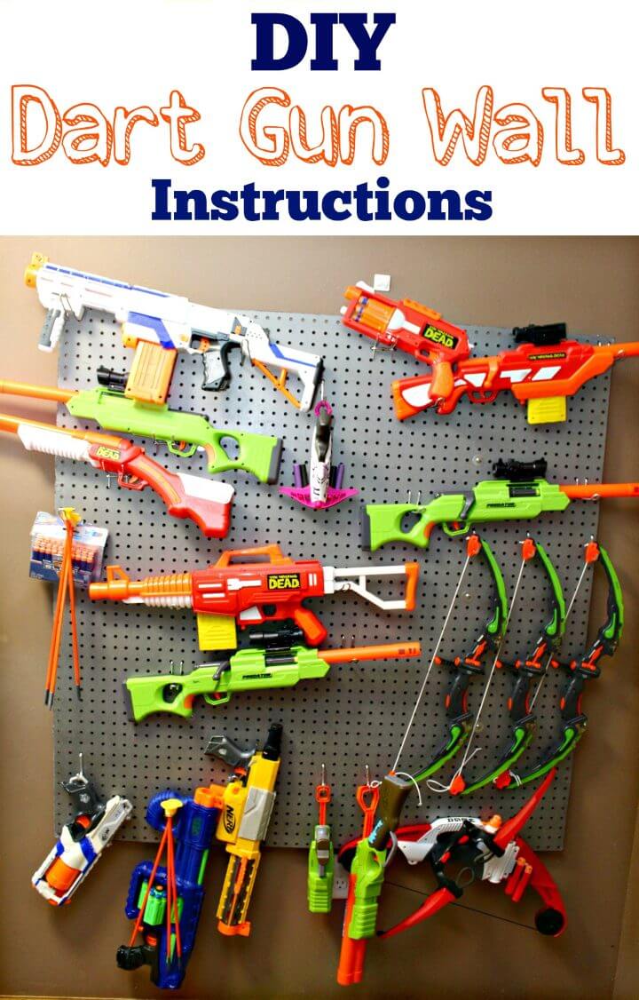 DIY Peg Board Nerf Gun Wall Storage