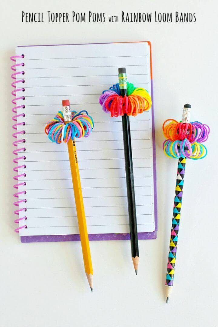 DIY Rainbow Loom Band Pencil Toppers