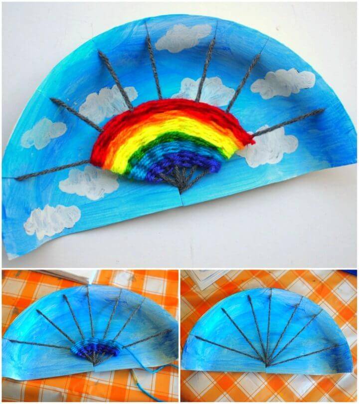DIY Rainbow Paper Plate Weaving