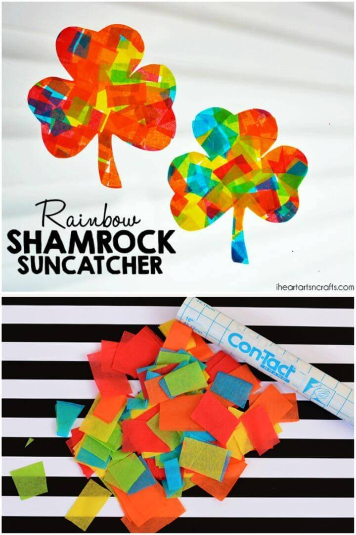 DIY Rainbow Shamrock Suncatcher Craft