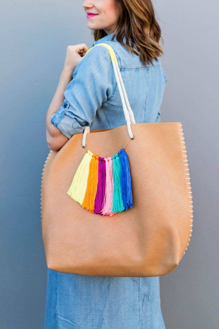 DIY Rainbow Tassel Tote Bag
