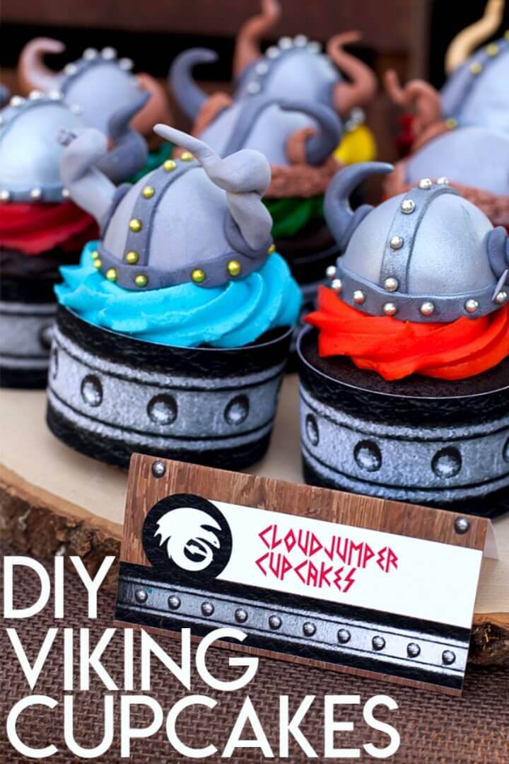 DIY Viking Helmet Cupcake Toppers
