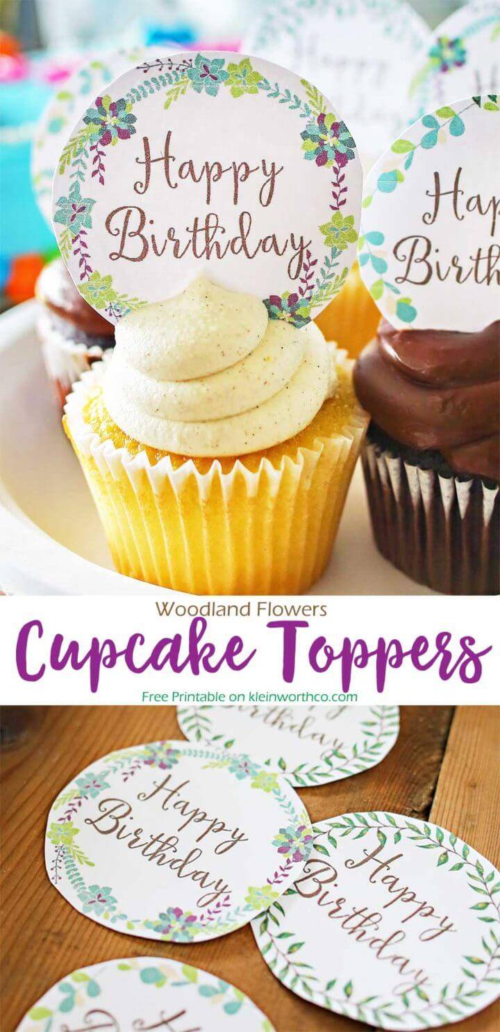 DIY Woodland Flowers Cupcake Toppers