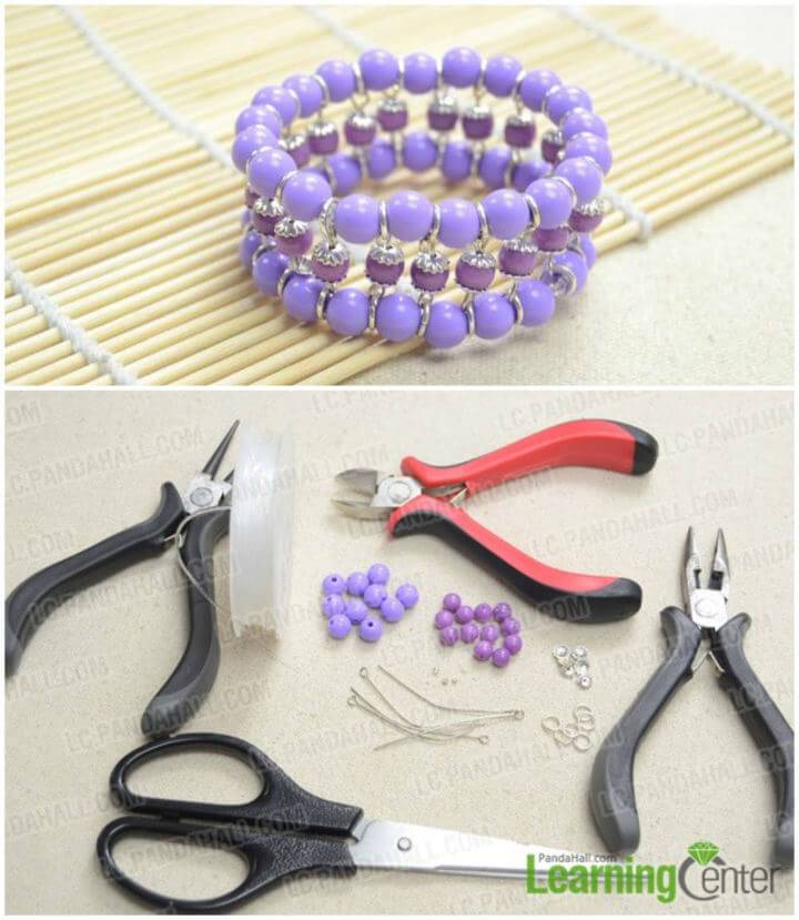 Delicate Purple Beaded Cuff Bracelet