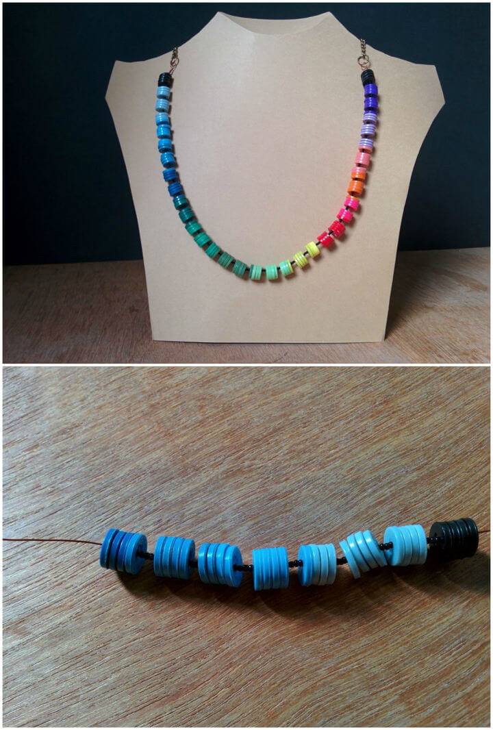 Easy DIY Rainbow Button Necklace