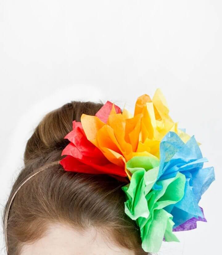 Easy DIY Rainbow Tissue Paper Fascinator