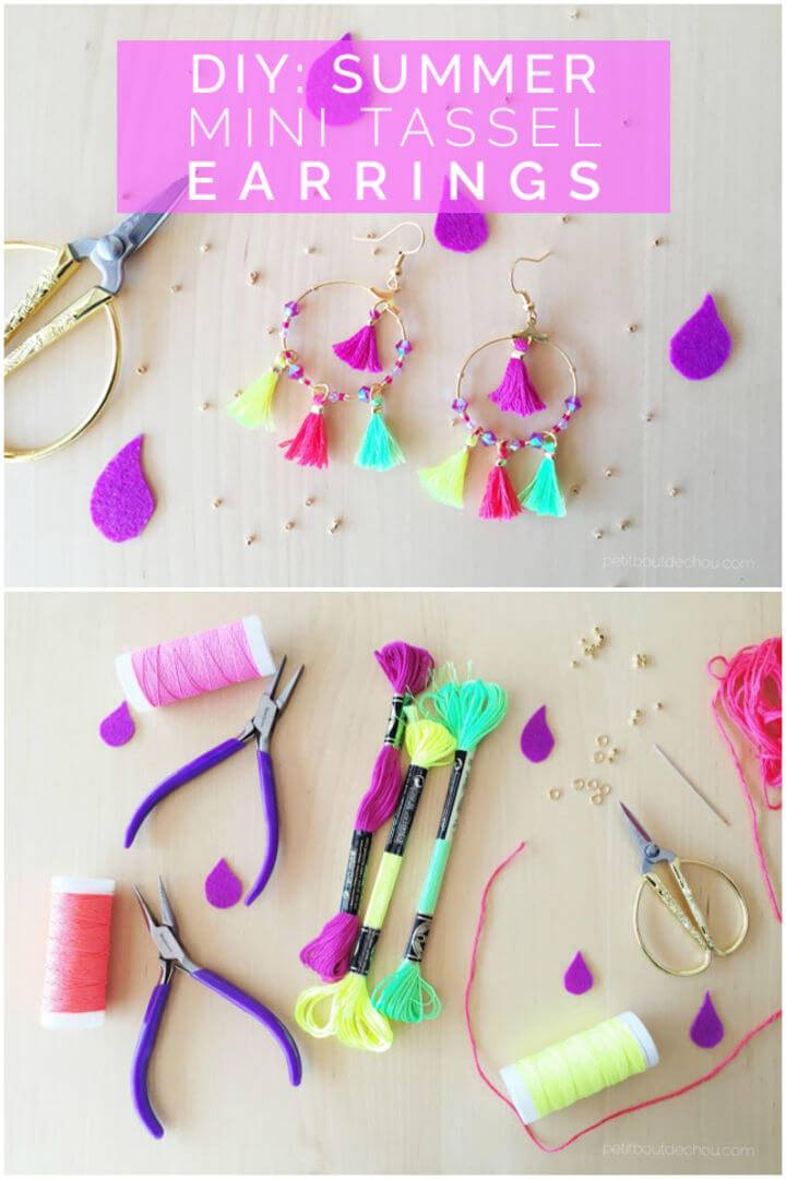 Easy DIY Summer Mini Tassel Earrings