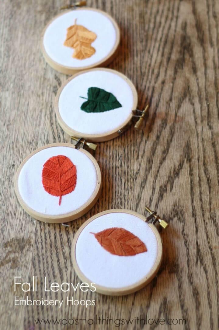 Fall Leaves Embroidery Hoop Art
