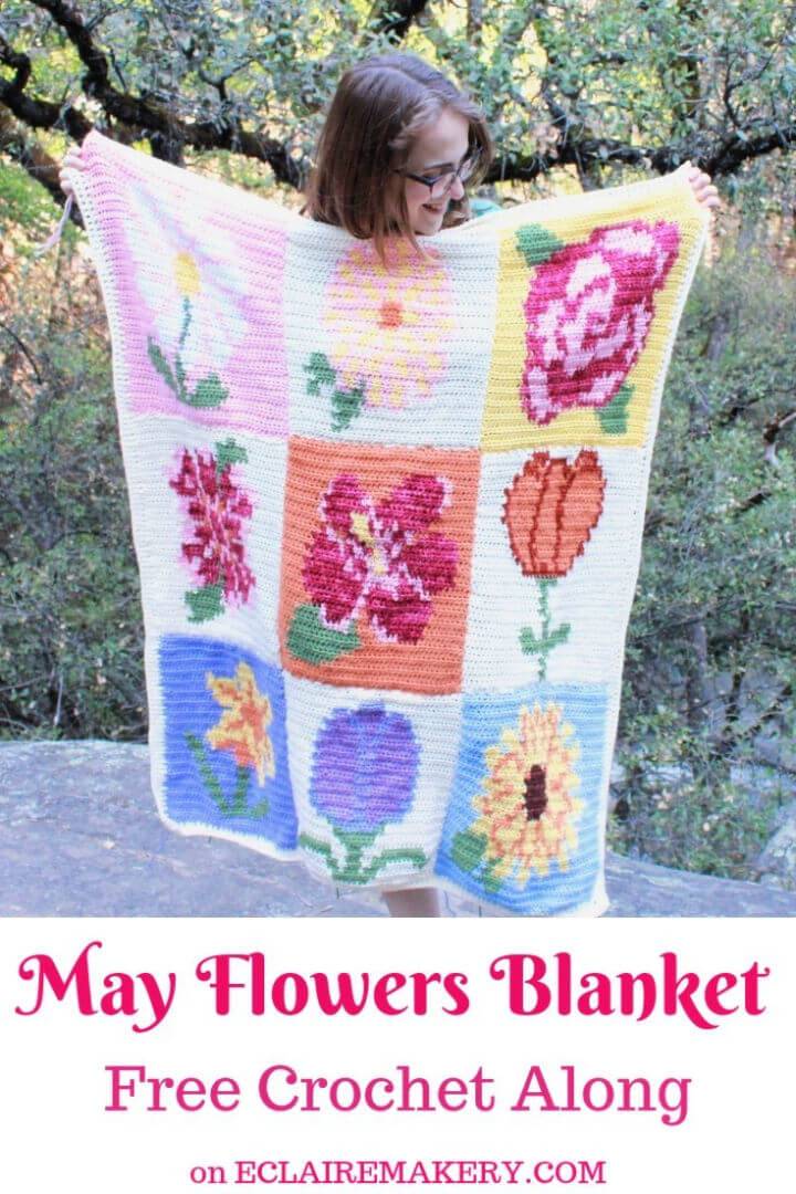 Free Crochet May Flowers Blanket Along