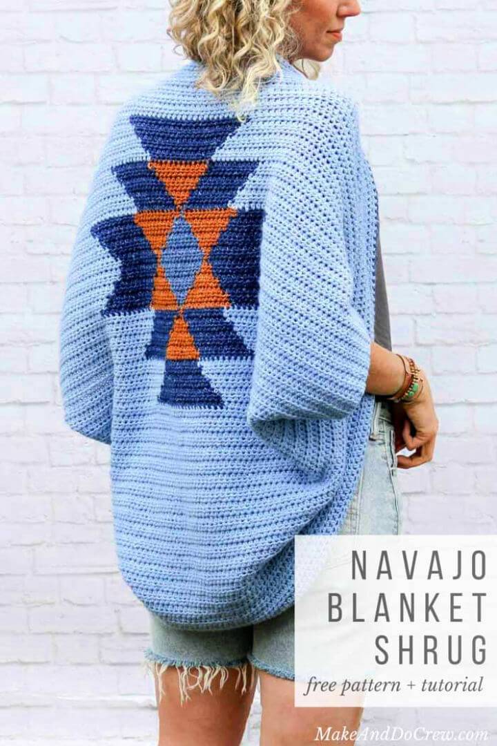 Free Crochet Navajo Blanket Shrug Pattern