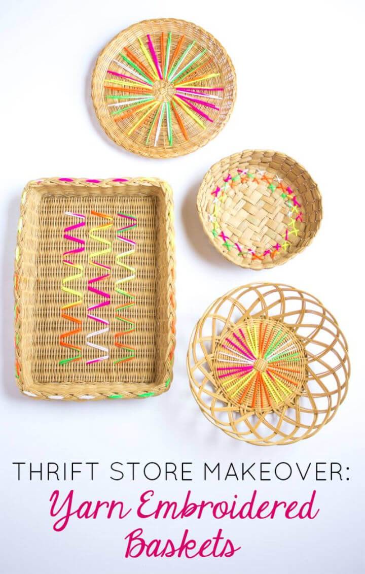 Make Embroider Baskets with Yarn