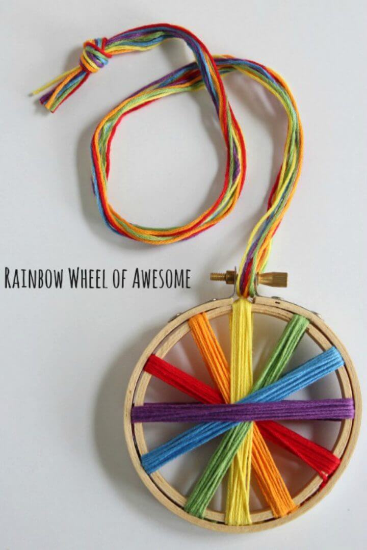 Make Rainbow Threaded Embroidery Hoop