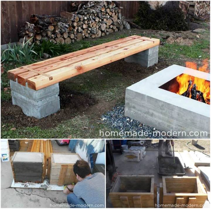 Modern DIY Outdoor Concrete Bench 1