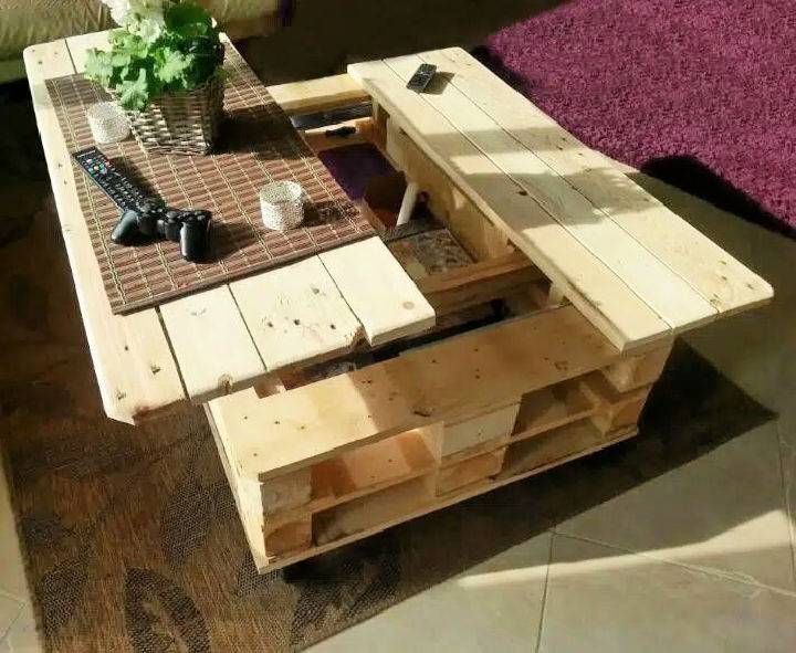 Multifunctional Pallet Coffee Table With Storage