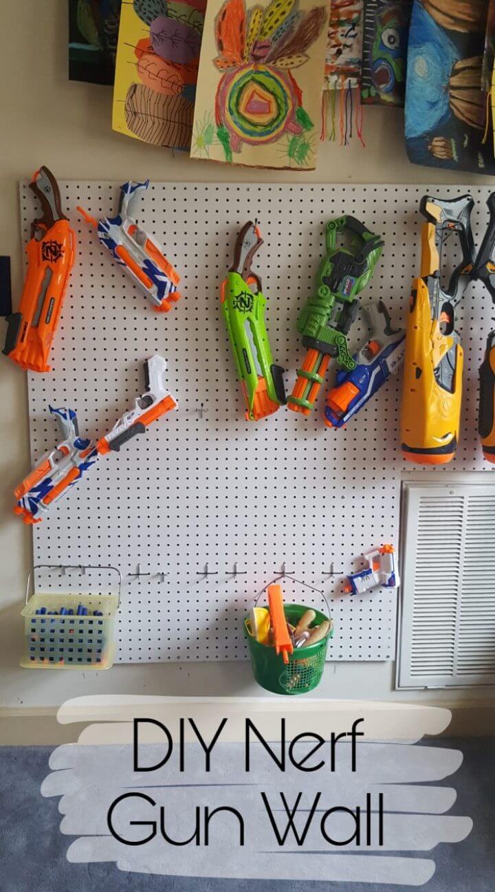 Nerf Gun Storage Using Peg Board